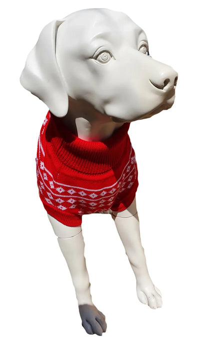 The Contemporary Red Jazz Dog Jumper - High Quality Cableknit Design