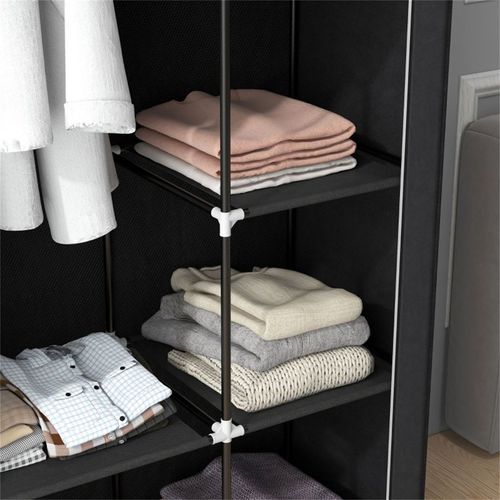 Fabric Wardrobe Hanging rail and Six shelves Clothes Storage 103W x 43D x 162.5H cm