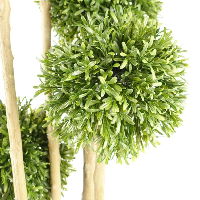 120cm Pair of UV Resistant Balls Topiary - 480 Leaves - Natural Trunk