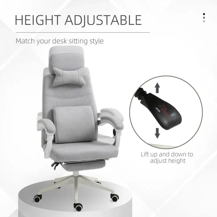 Ergonomic Home Office Chair 360 Swivel with Footrest Height Adjustable Grey