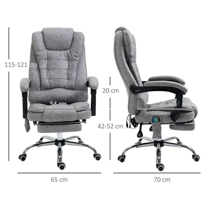 Vintage High Back Massage Office Chair (Grey) - 6 Vibration Points & Heated - Professional Quality