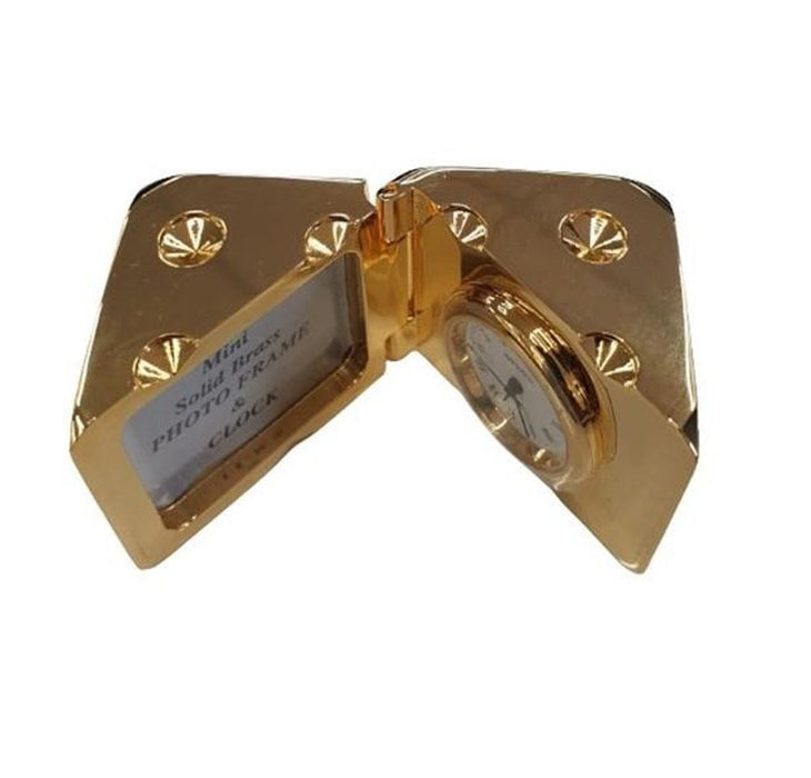 Premium Gold Plated Miniature Clock - Solid Brass, Dice Design - CLEARANCE SALE: RE-BATTERY