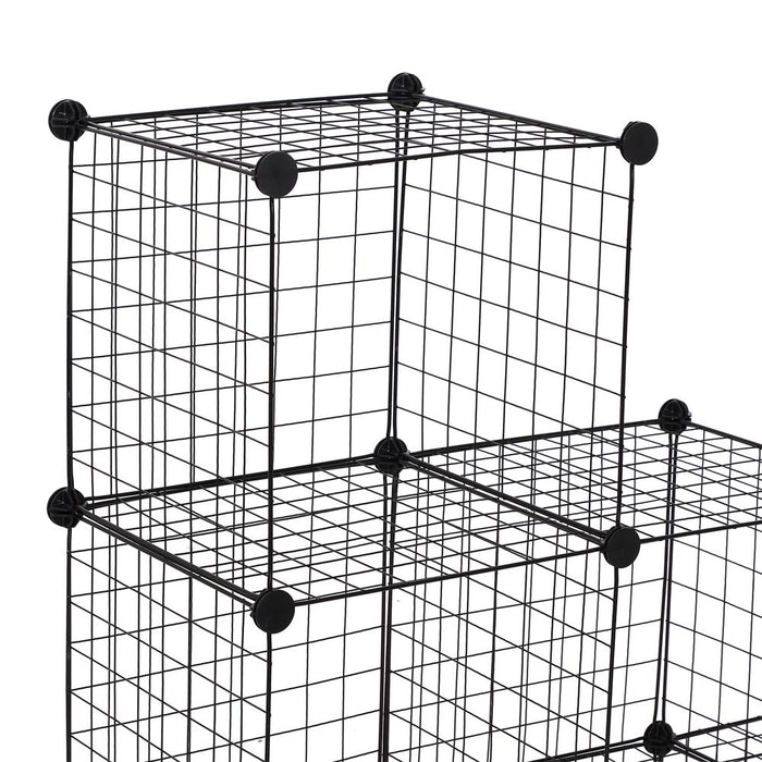 DIY 6 Cube Wire Storage Cabinet Organiser, 111L x 37W x 111Hcm-Black