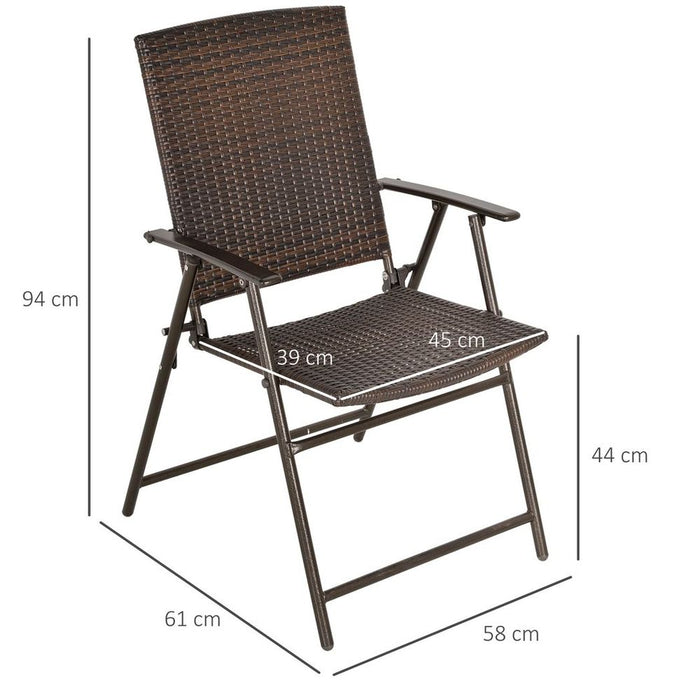 Outsunny Foldable Rattan Chairs - Weather-Resistant Garden Furniture