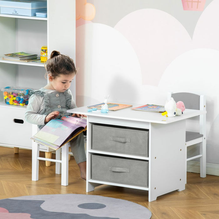 Stylish 3-Piece Toddler Furniture Set w/ Storage Drawers - Perfect for Kids' Playrooms - Easy to Clean & Assemble