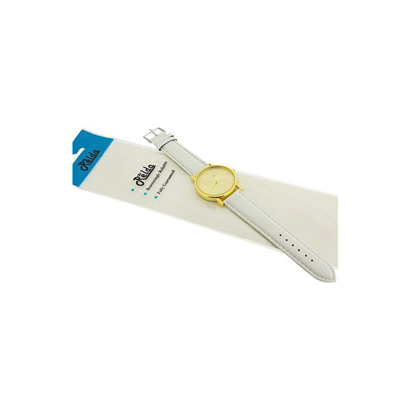 Relda Women Jumbo Goldtone Dial & Leather Strap Watch - White REL63