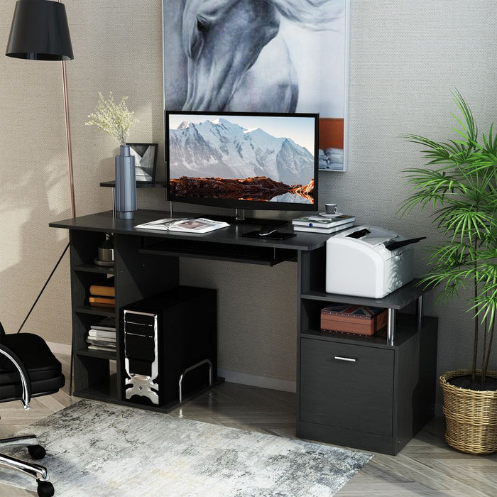 Premium Wood Computer Desk: Sleek Workstation with Drawer & Shelf - Ideal for Home Office - High Quality & Elegant Design