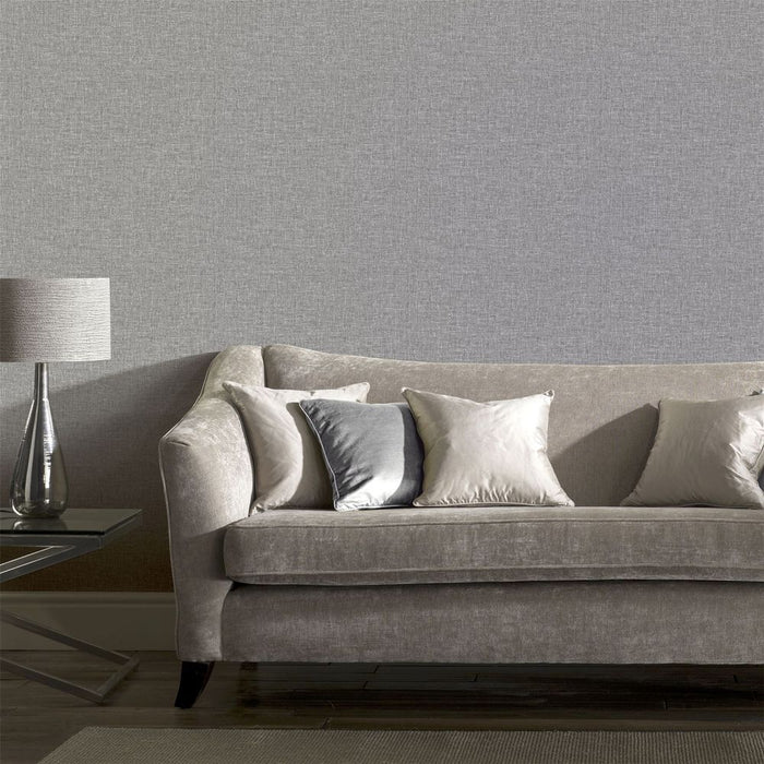 Luxury Linen Texture Mid Grey Decor - Unbeatable Quality