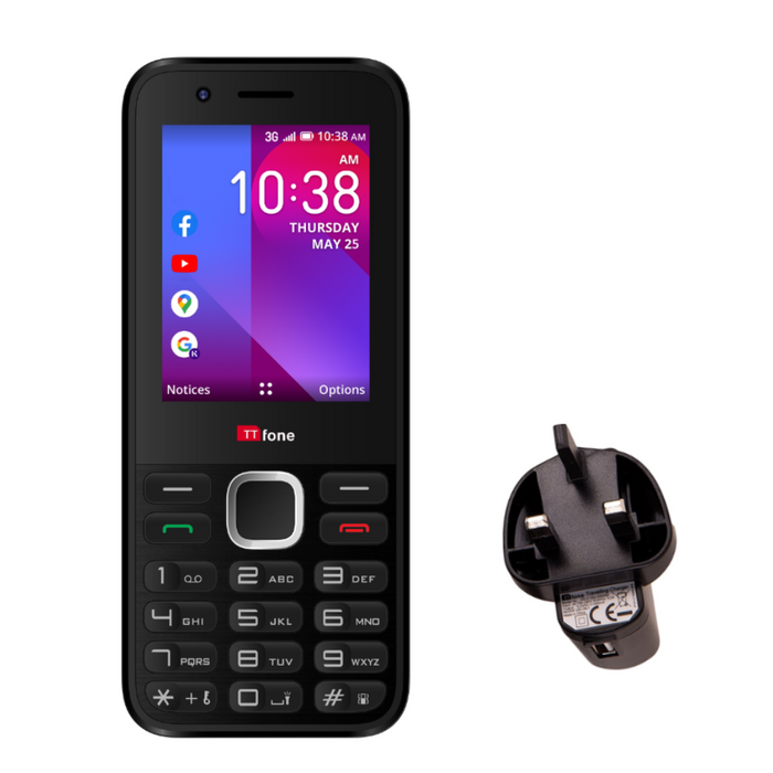 TTfone TT240 Easy-to-use Mobile Phone + Charger & O2 Pay As You Go Sim Card - Best Quality!