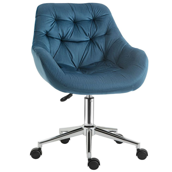 Blue Velvet Home Office Chair: Comfy, Adjustable Height, Armrest - High-Quality Desk Chair!