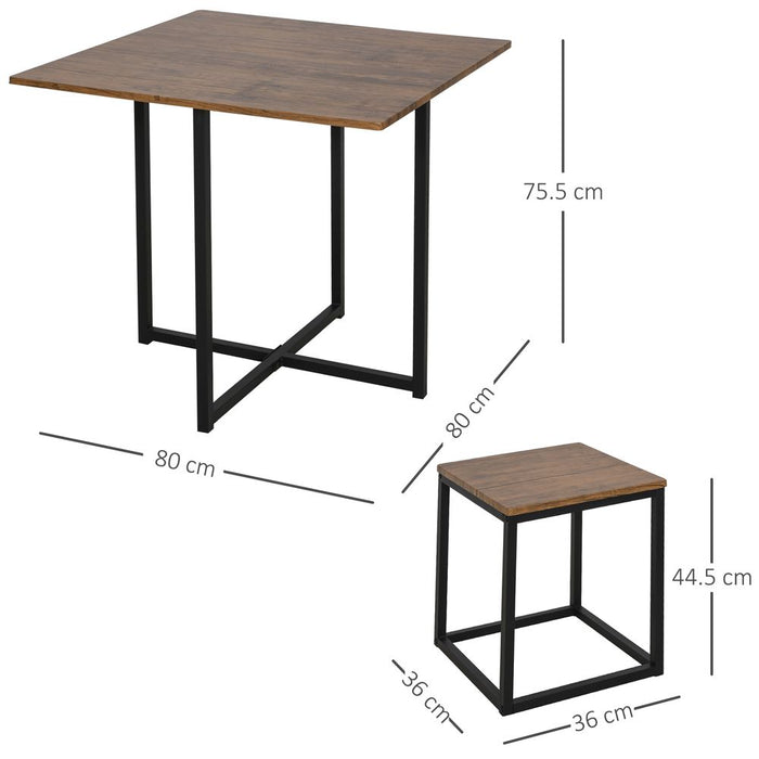 Stylish 5-Piece MDF Dining Set w/ Stools - Black/Brown - High Quality