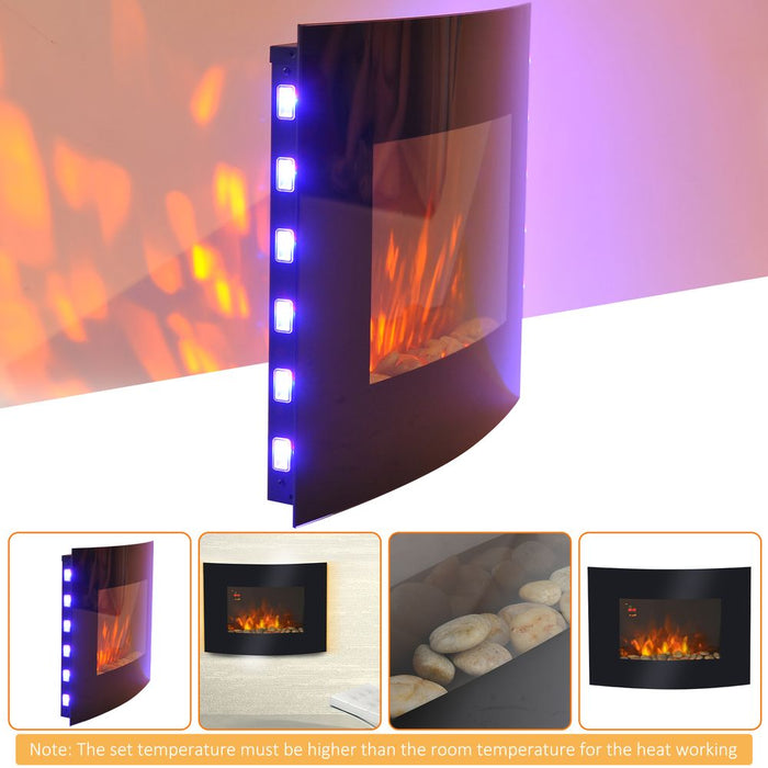 Electric Wall Mounted Fire Place Slimline Plasma Fan Heater Backlit 900/1800W