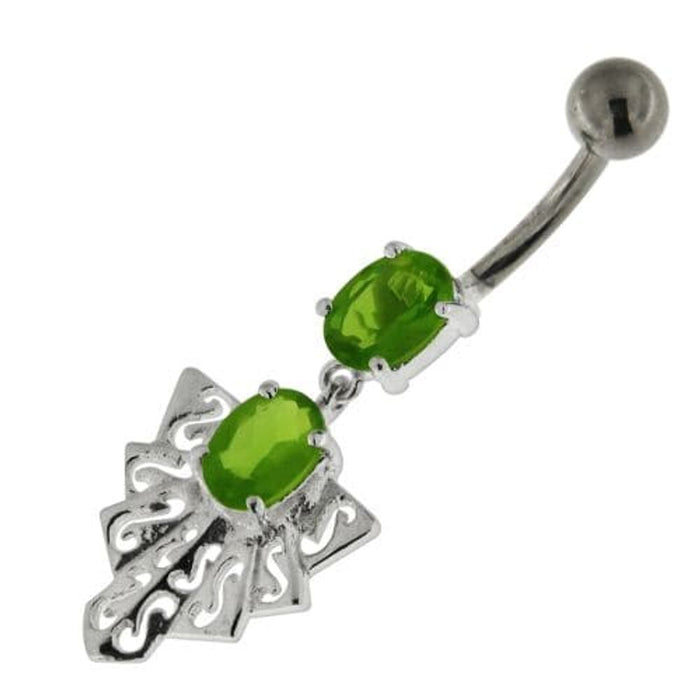 925 Sterling Silver Twin Jeweled chandelier Belly Button Ring