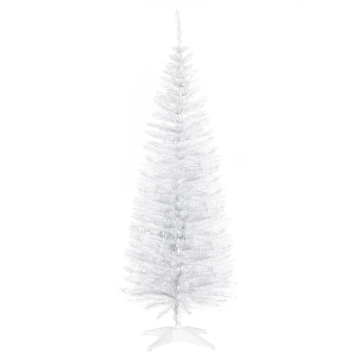 HOMCOM 5FT Pencil Slim Artificial Christmas Tree with Study Stand Tips White