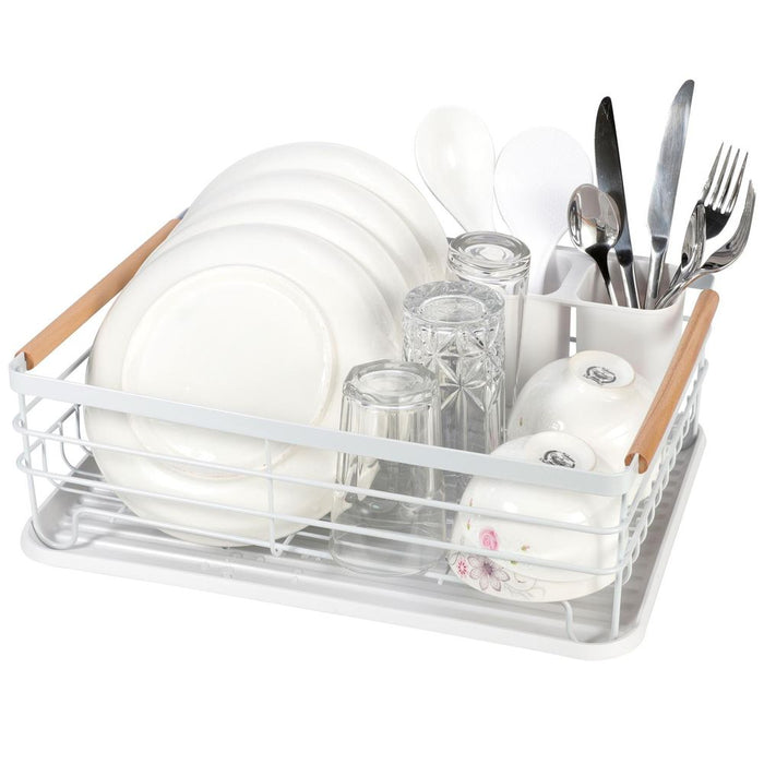 VINSANI DELUXE DISH RACK - Stainless Steel, Water & Rustproof, Removable Tray - Space Saving Kitchen Organizer