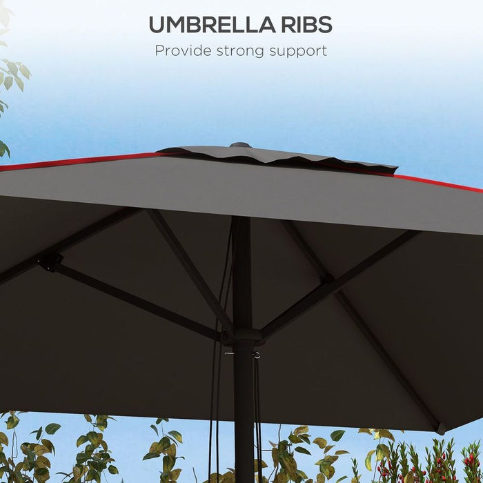 Premium Outsunny Grey Sun Parasol - Table Umbrella for Patio, Garden, Pool - Vent, High Quality, Easy to Use