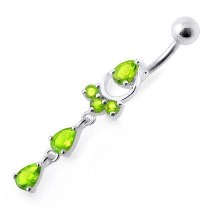 Fancy Jeweled Pear Shape Dangling Belly Ring