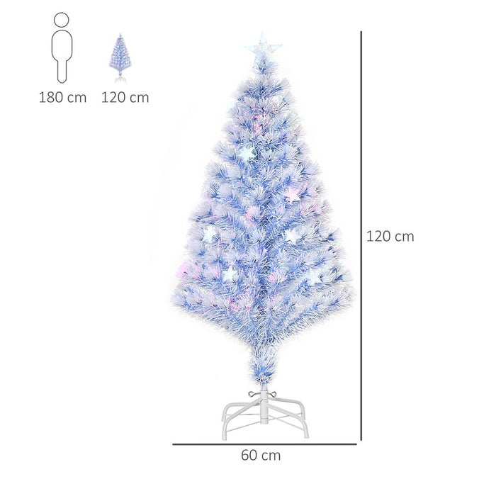 Artificial Fibre Christmas Tree Seasonal Deco 16 LED Easy Store 4FT White Blue