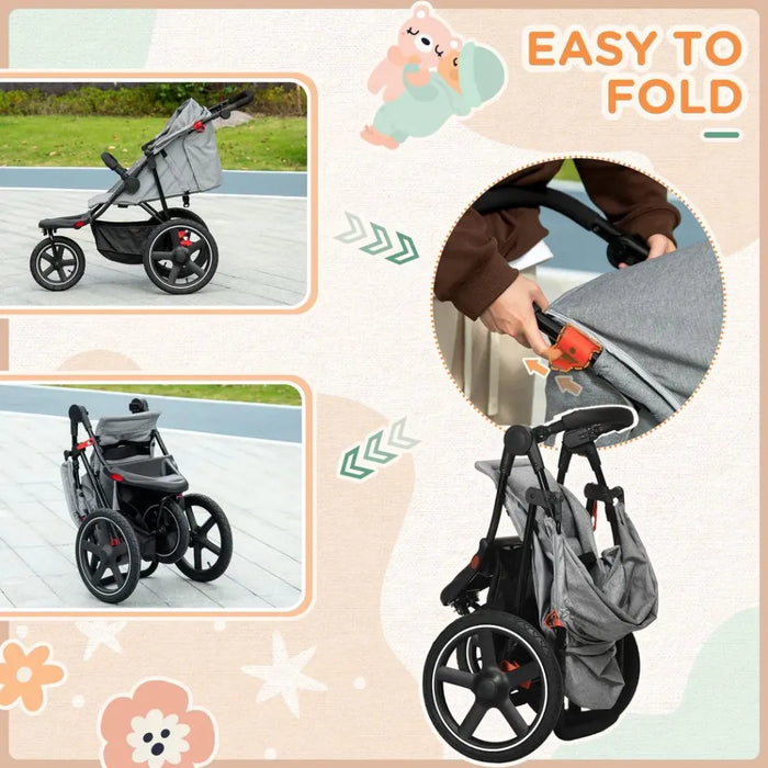 Lightwieght Pushchair w/ Reclining Backrest From Birth to 3 Years - Grey