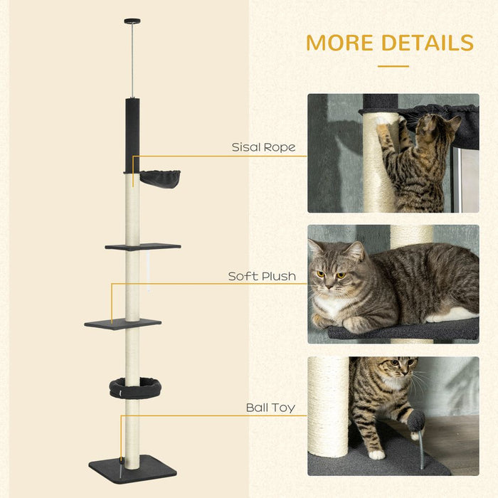 Purrfect Fit Adjustable Cat Tree, Climb & Play - Black