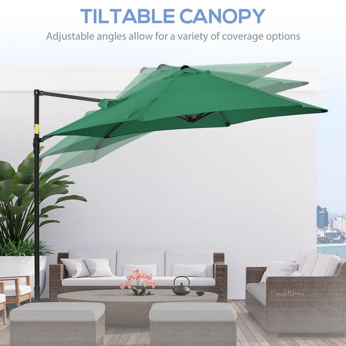 High-Quality 2.5M Cantilever Parasol 360° Rotation, Green