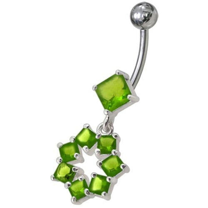 Fancy Dangling SS Banana Navel Belly Ring Body Jewelry