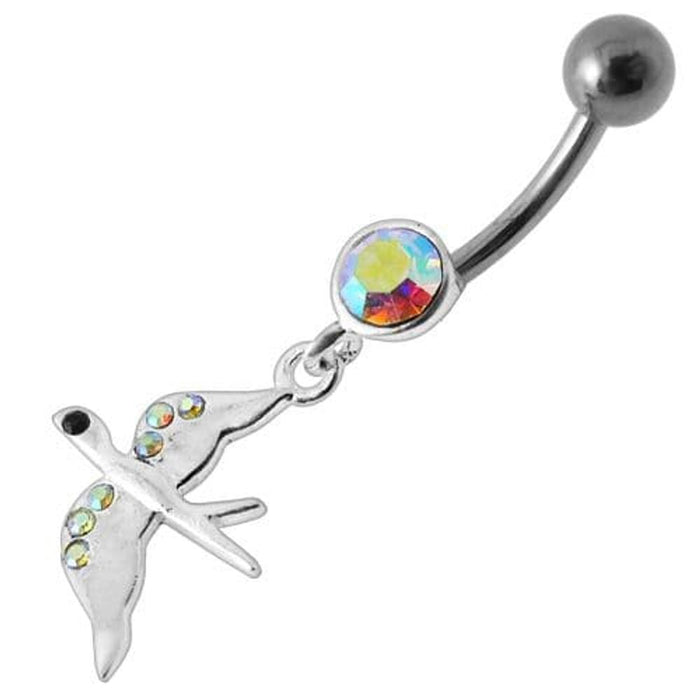 Jeweled Flying Pigeon Dangling Belly Ring