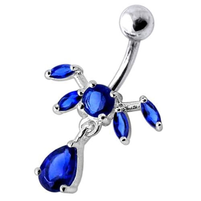 Fancy Dangling SS Bar Navel Ring Body Jewelry