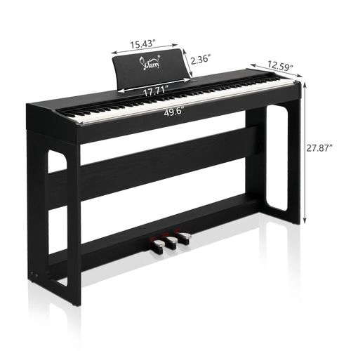 Glarry GDP-104 88 Keys Full Weighted Keyboards Digital Piano with Furniture Stand, Power Adapter, Triple Pedals, Headphone, for All Experience Levels Black--Replace 46233857