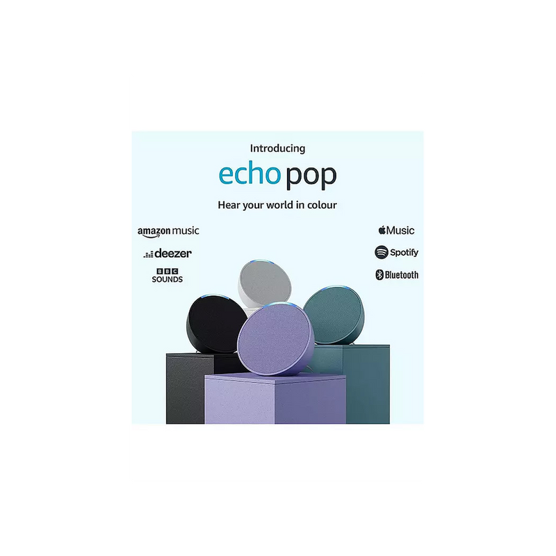 AMZ ECHO POP WITH ALEXA 2023 - Control Music, Smart Home, Privacy & Sustainability