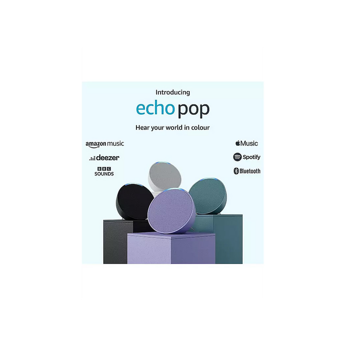 AMZ ECHO POP WITH ALEXA 2023 - Control Music, Smart Home, Privacy & Sustainability