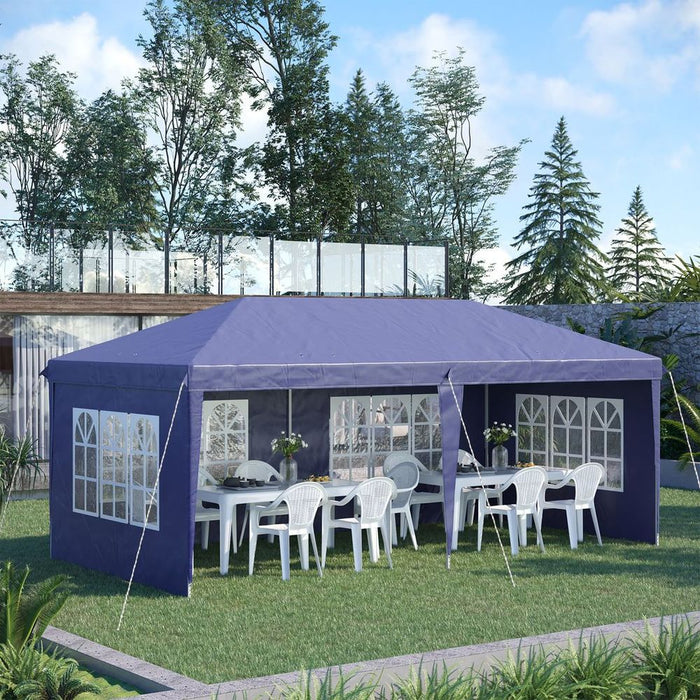 Premium 3x6m Heavy Duty Gazebo Marquee - Blue. High-Quality Materials. Easy Setup & Storage.