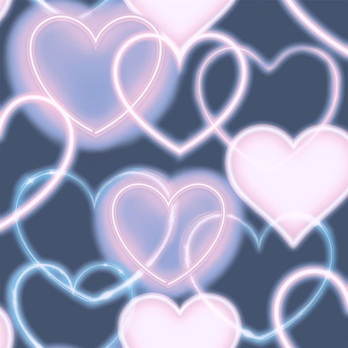 Neon Heart Wall Art - Navy Pink - High Quality - Limited Edition