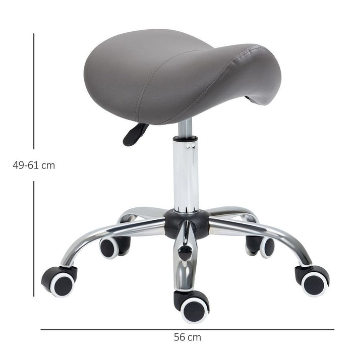 HOMCOM PU Leather Saddle Stool: Adjustable Height, Molded Padded Seat, Professional Salon Quality