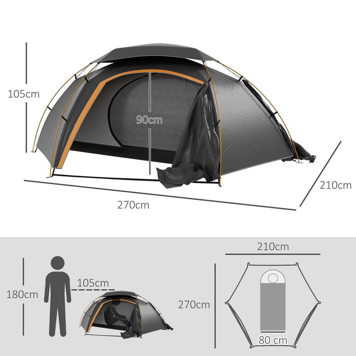 Outsunny Camping Tent Dome Tent with Removable Rainfly for 1-2 Man, Grey