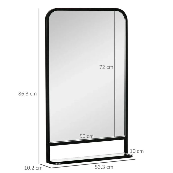 Sleek Square Wall Mirror w/ Shelf, 86x53 cm - Modern Mirrors for Living Room, Bedroom - High Quality