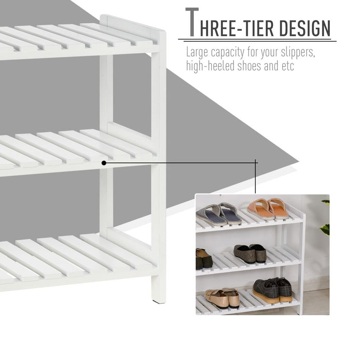 3-Tier Shoe Rack Wood Frame Open Hygienic Storage 57x70cm