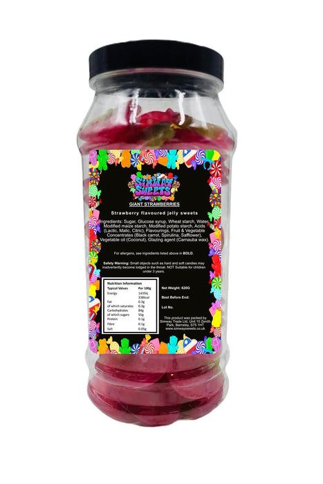 Giant Strawberries Chewy Sweets - Retro Jelly Gummy Gift Jar - Best Quality - Fast Delivery