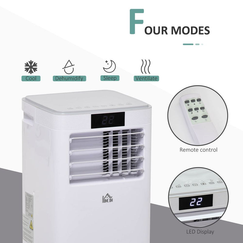 HOMCOM 8000 BTU Air Conditioning Unit, 3-in-1 Portable Air Conditioner, Dehumidifier, Cooling Fan with Remote Control, Digital Display, 2 Speeds, 24H Timer, Window Venting Kit, 18m²
