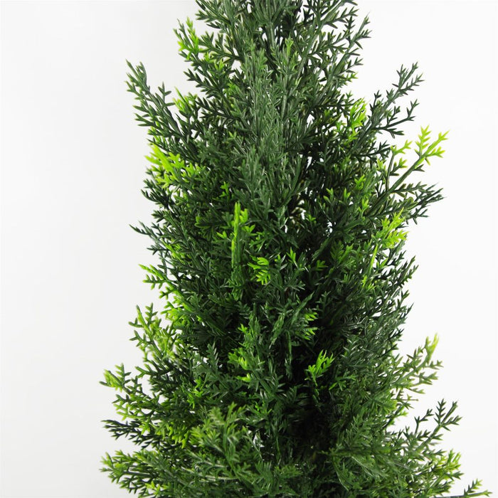 Premium 120cm UV Resistant Artificial Cedar Cypress Topiary - Lifelike Foliage, Indoor/Outdoor Use!