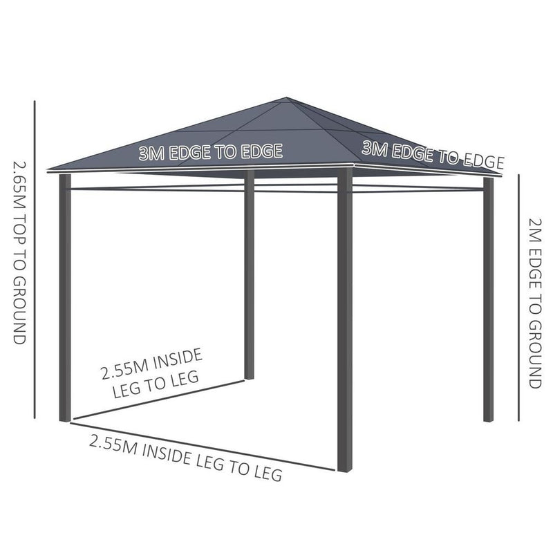 Premium 3x3m Hardtop Gazebo for Garden Parties with Polycarbonate Roof and Curtains - UV Resistant and Weatherproof