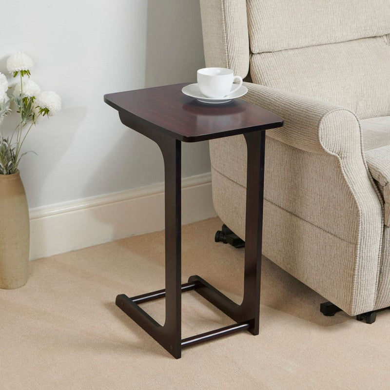 Greenhurst C Shaped Sofa Side Table, Compact Size Veneer Finish W30 x D44 x H60cm