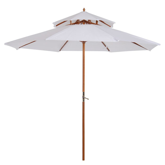 Premium Cream Wood Patio Umbrella - Ultimate Outdoor Sun Shade