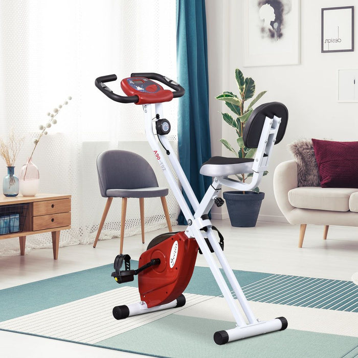 Magnetic Exercise Bike | Foldable & Adjustable | LCD Monitor | Red HOMCOM