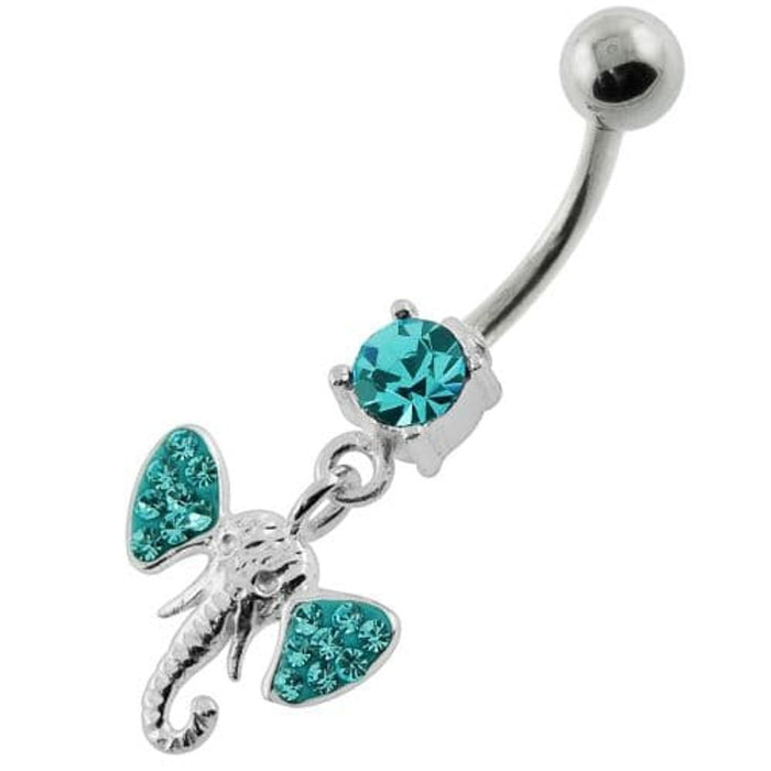 Multi Jeweled Elephant Head Belly Button Piercing