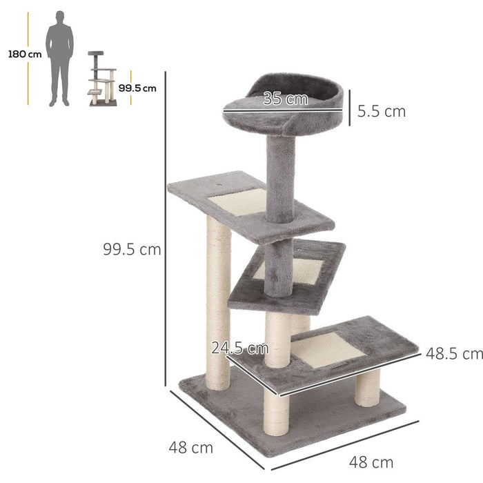 Premium Cat Activity Center - Multi-level Climbing Tower with Scratching Post and Plush Material - Pawhut