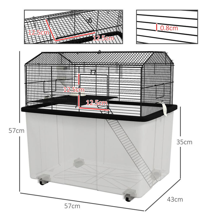 Premium 2-Tier Hamster Cage w/ Food Dish & Ramp - Spacious & Stylish Home for Your Small Pets