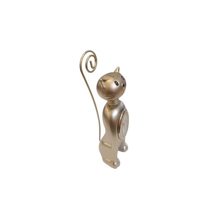 Miniature Clock Silver Plated Cat IMP1081S - CLEARANCE NEEDS RE-BATTERY