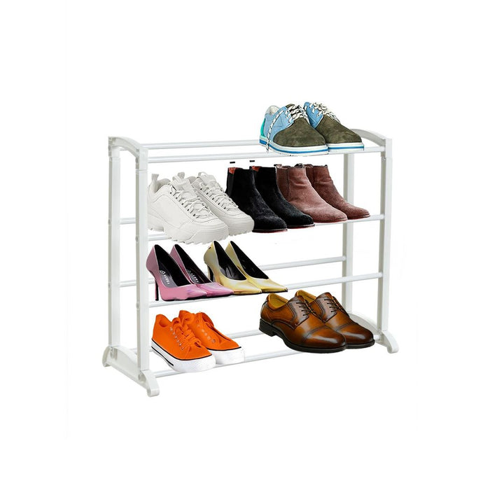 680781 - Knight 4 Tier White Shoe Rack: Organize, Store, and Maximize Space in Style! (4 Tier)