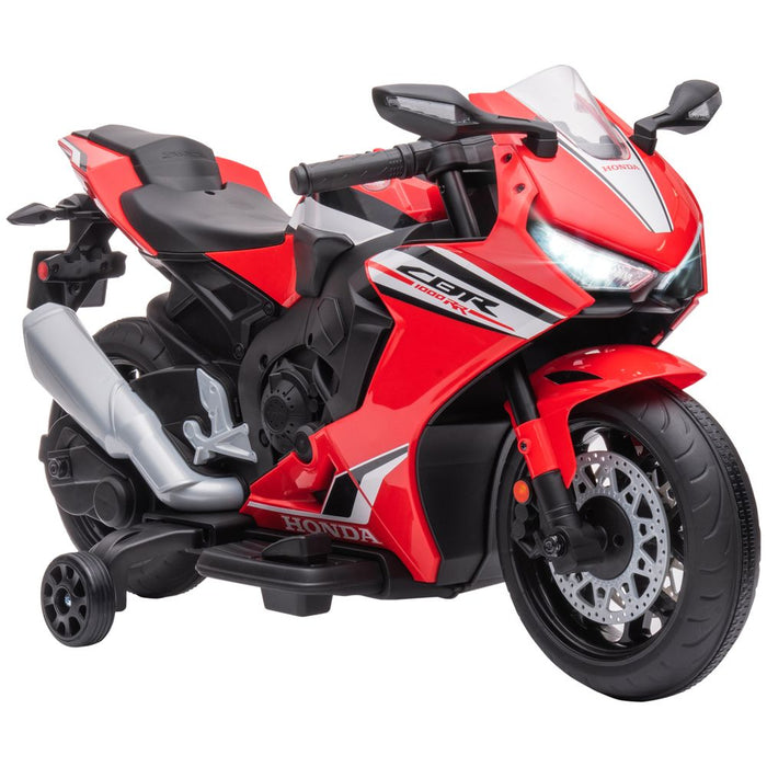 HOMCOM Honda Licensed 6V Kids Electric Motorbike Ride On Motorcycle Vehicle w/Headlights, Music, Training Wheels, for Ages 3-5 Years Red 3-5 Years Red HOMCOM